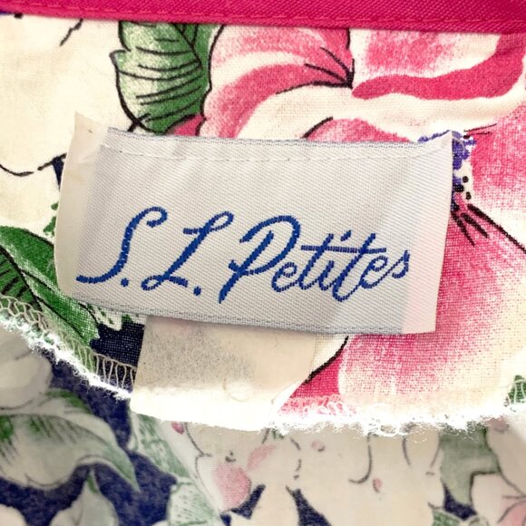 1980's Cotton Floral Puff Sleeve Peplum Blouse - Picture 4 of 4